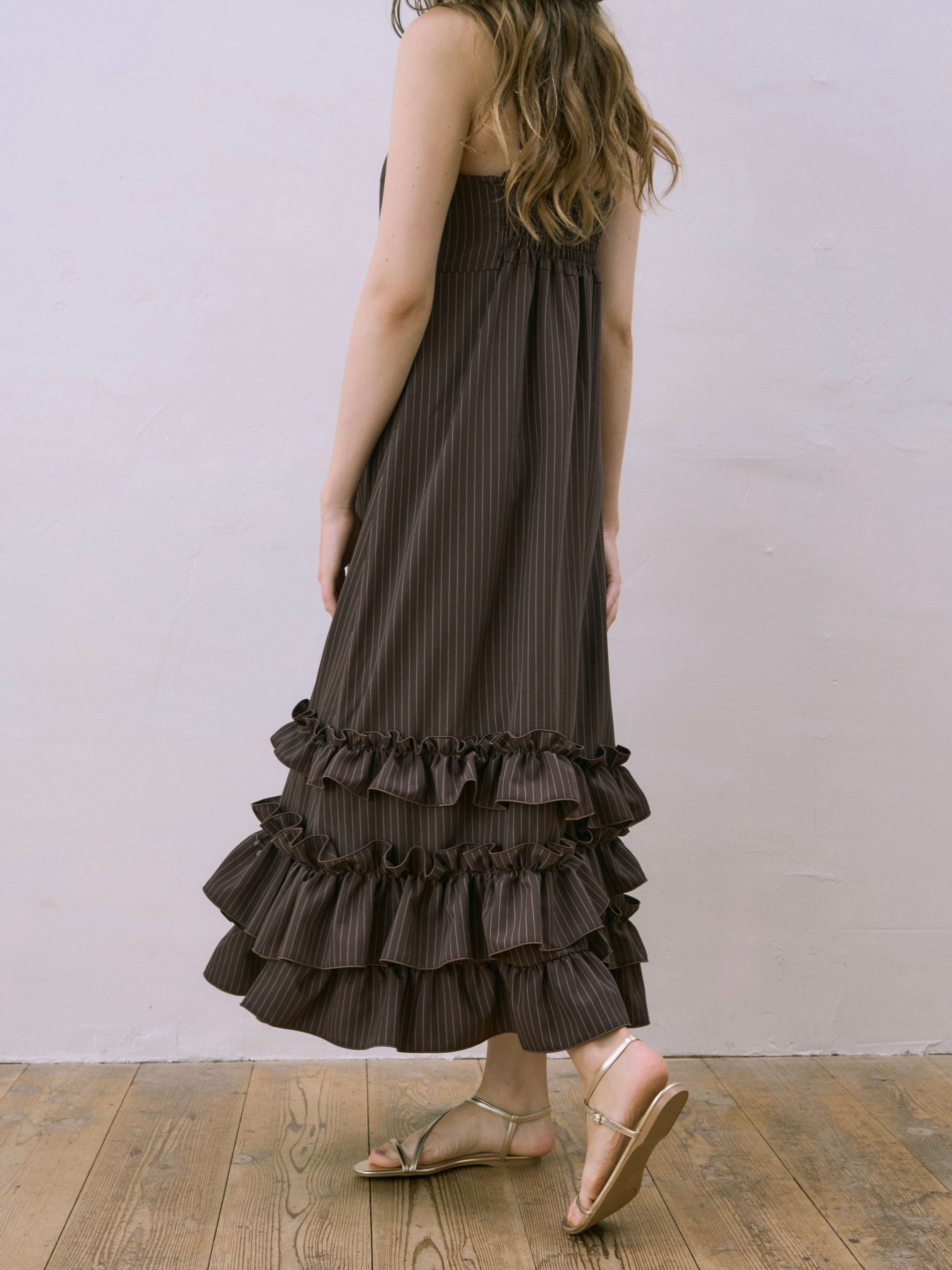 striped petal camisole op