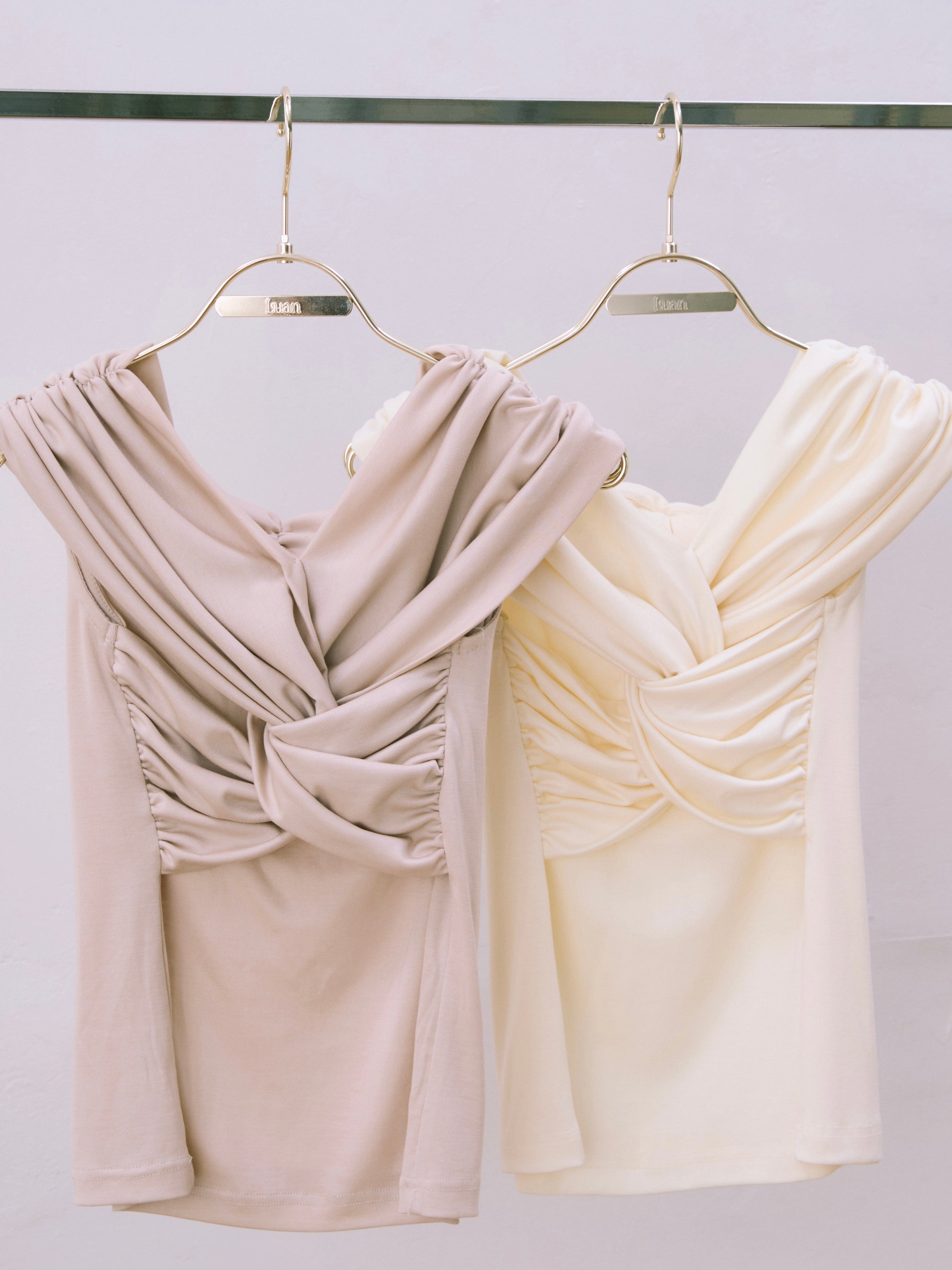 twist off-shoulder tops