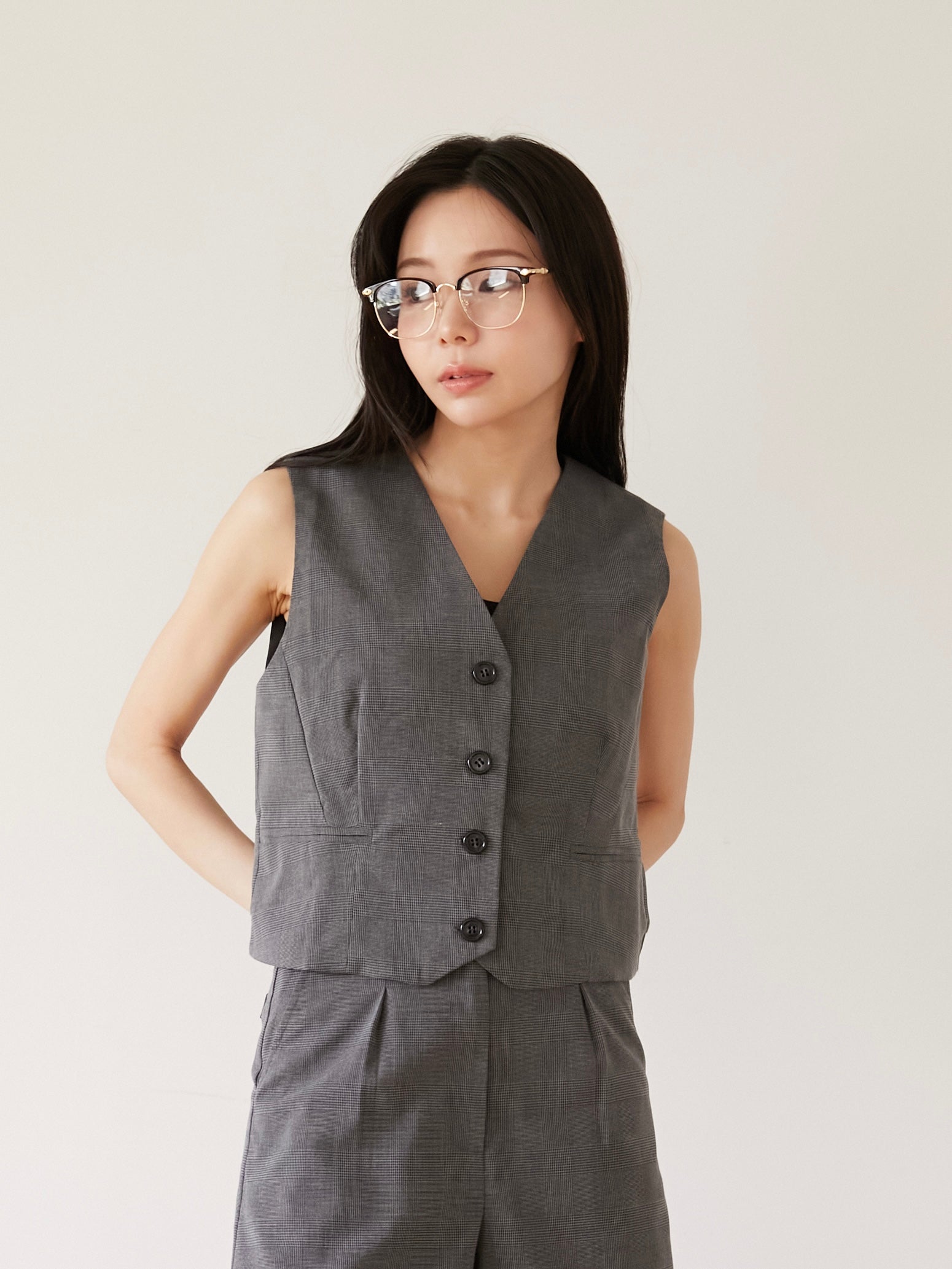 glen check gilet