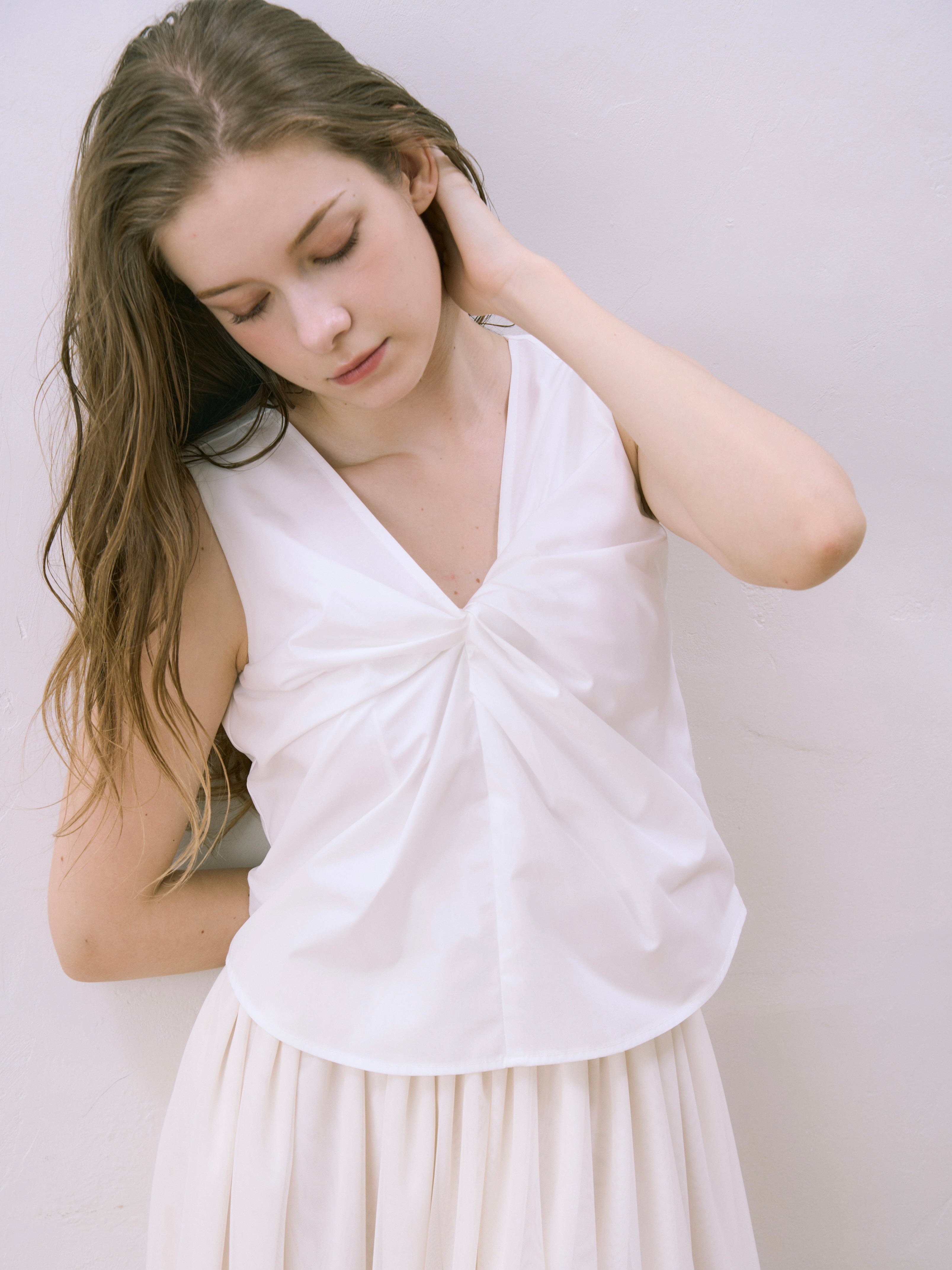 v neck ribbon blouse