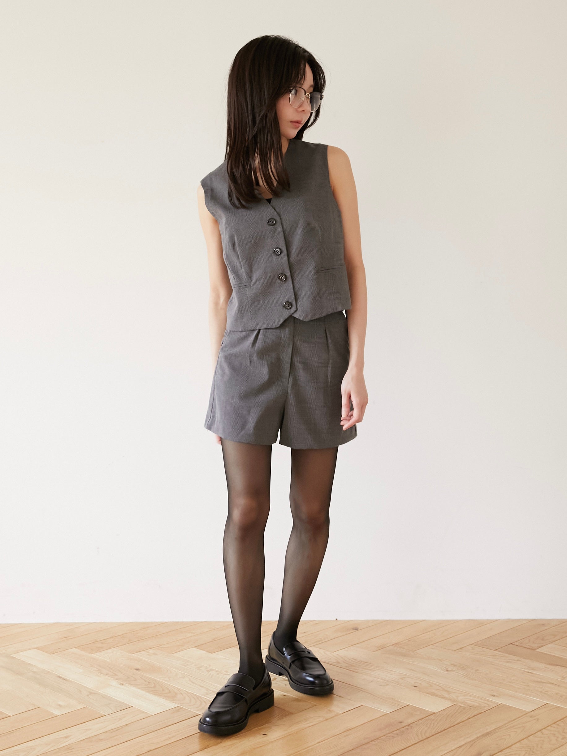 glen check short pants
