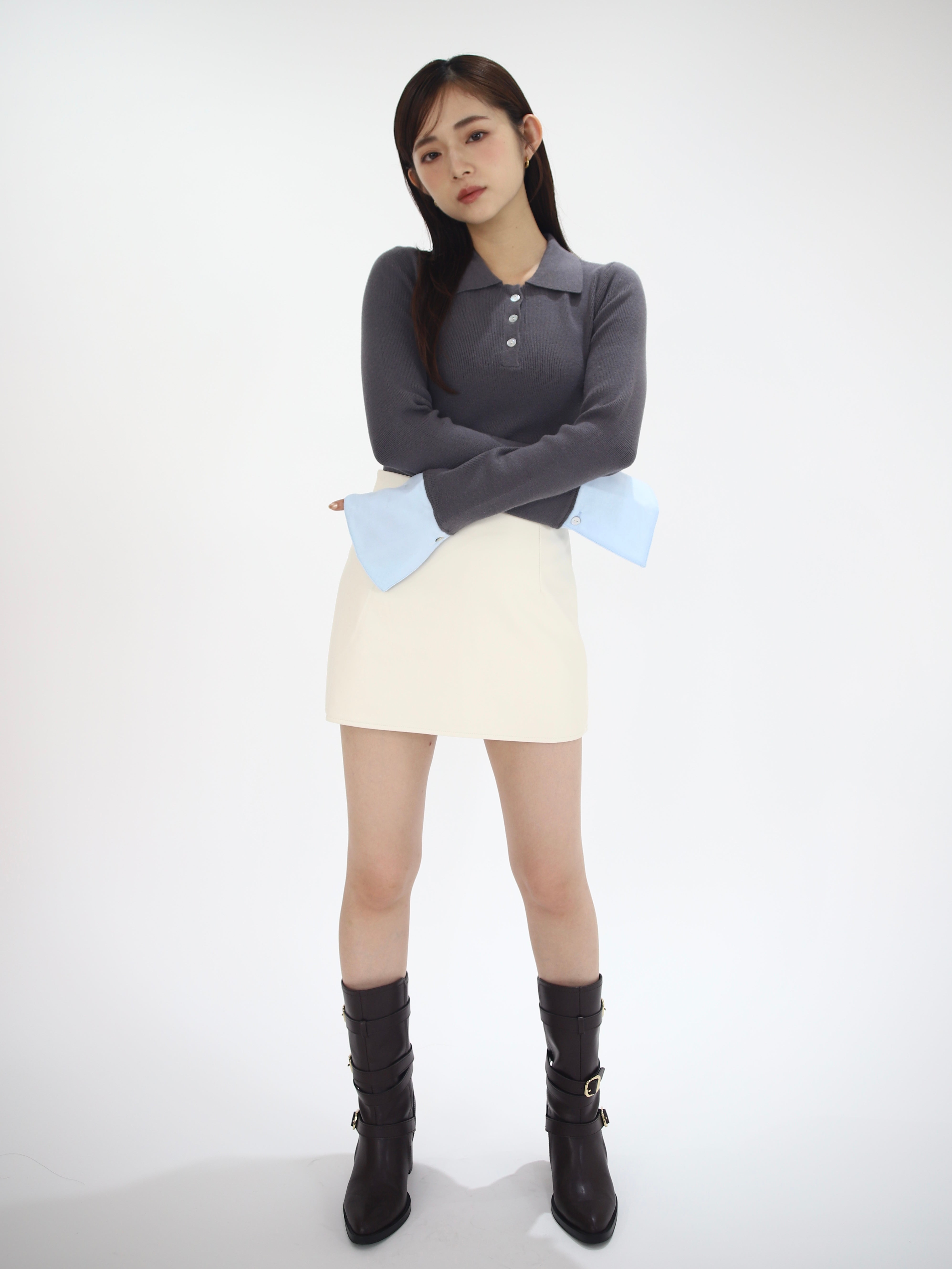 layered polo knit