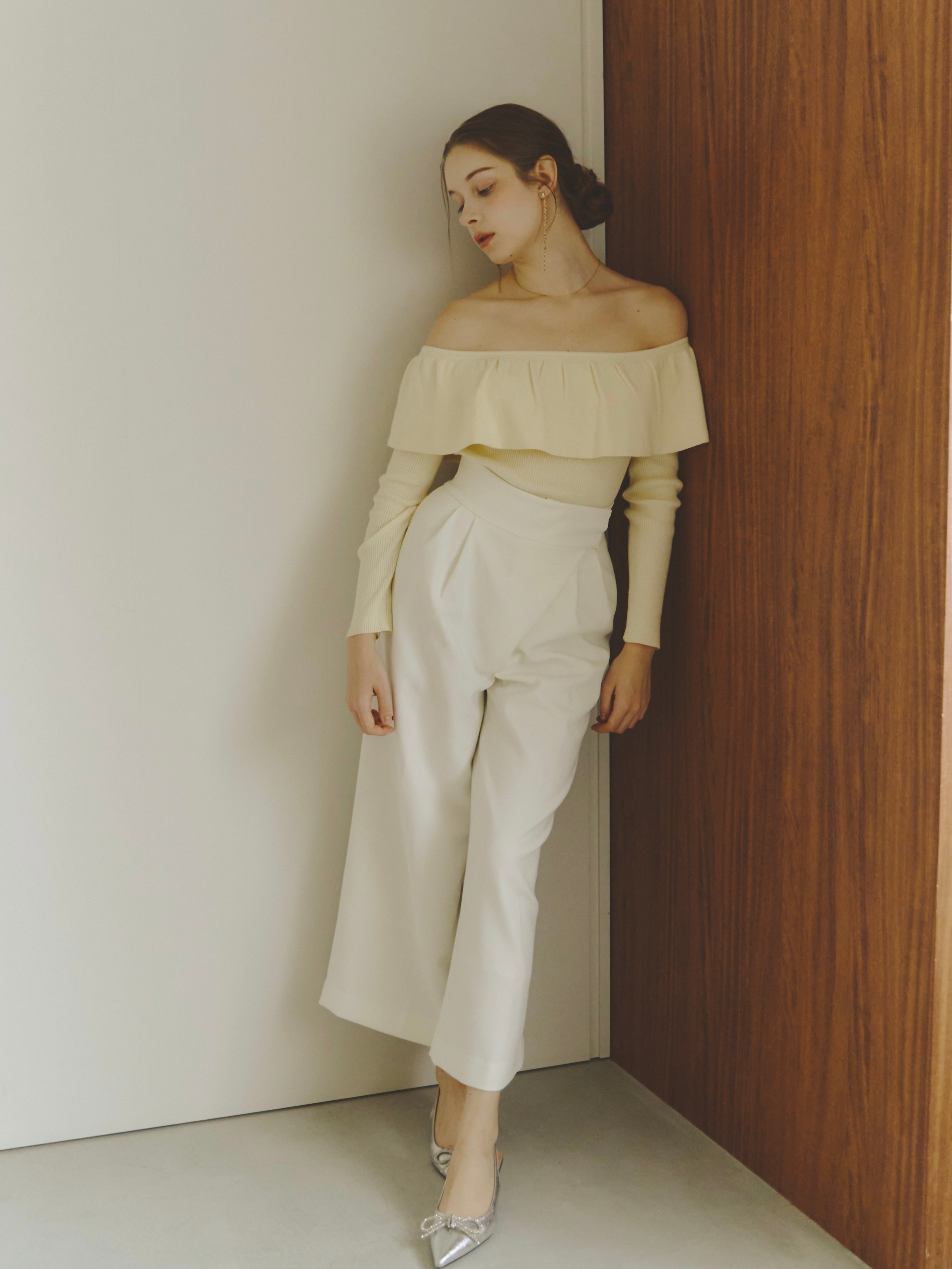 【予約販売 10%OFF】wide wrap pants - WHITE / XS