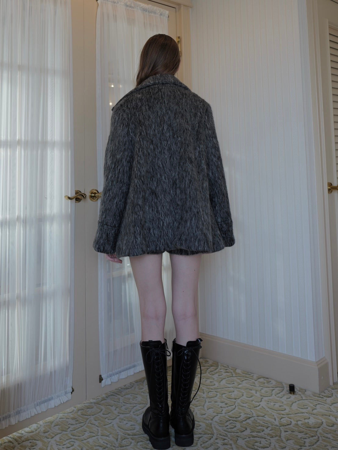 2way shaggy collar coat