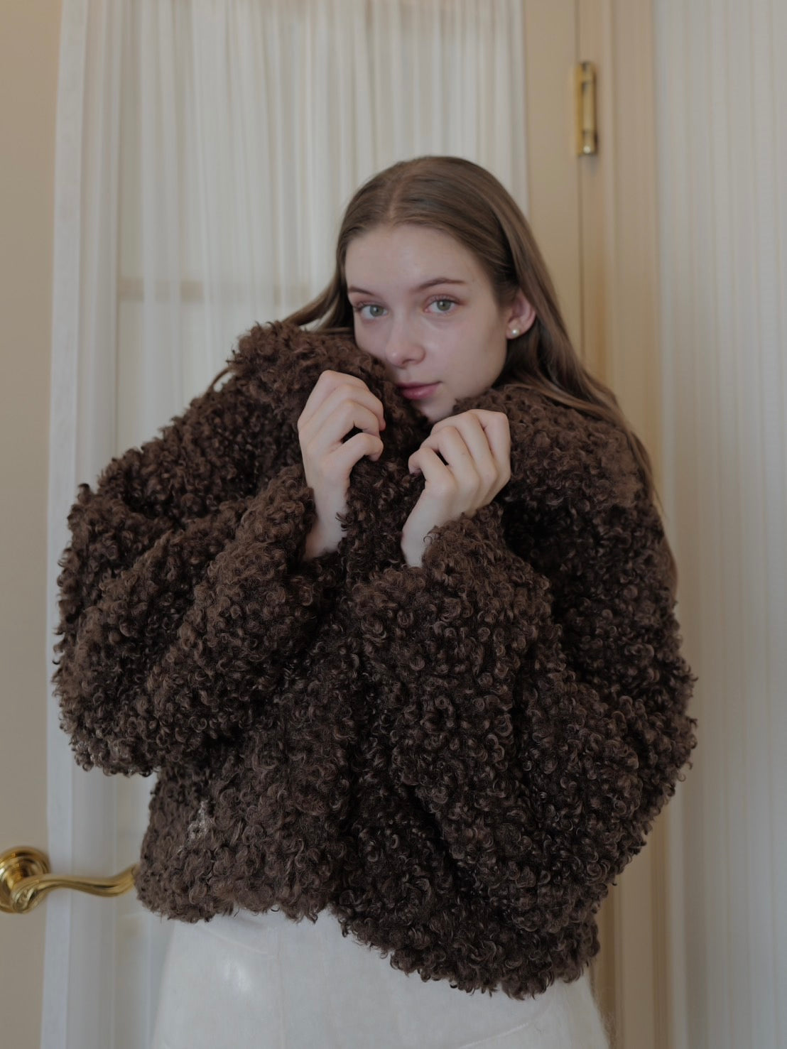 poodle fur coat BROWN FREE